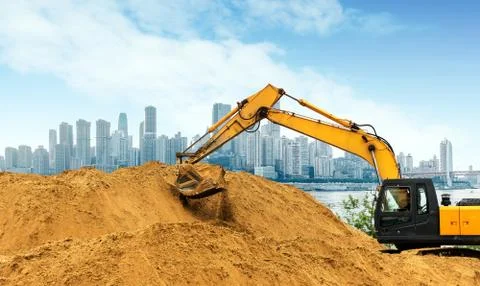 An excavator at work Stock Photos