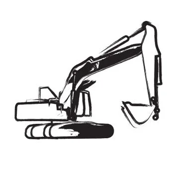 Excavator work. Vector Illustration Stock Illustration