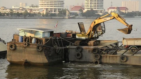 Excavator working and loading Stock Footage 71020904