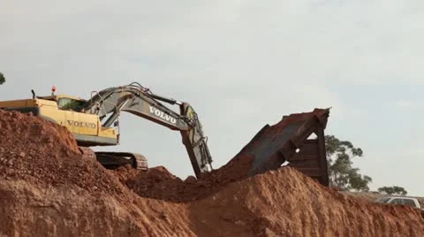Excavator working on a construction site 2 Stock Footage 21988698