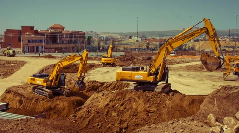 Excavator working in construction site Stock Footage 41093036