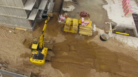 Excavator working on construction site Stock Footage 64293366