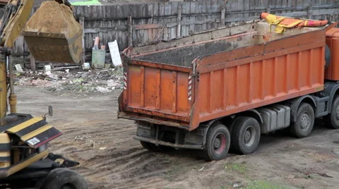 Excavator working at construction site Video stock 65179767