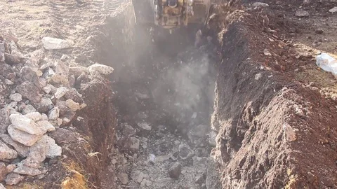 Excavator Working on Construction Site. Stock Footage 75038507