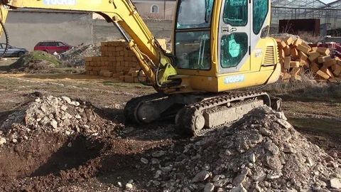 Excavator Working on Construction Site. Stock Footage 75038833