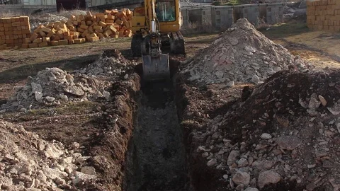 Excavator Working on Construction Site. Stock Footage 75038922