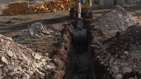 Excavator Working on Construction Site. Stock Footage 75039031