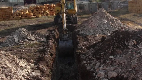 Excavator Working on Construction Site. Stock Footage 75039109