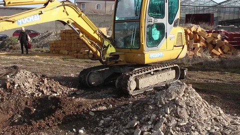 Excavator Working on Construction Site. Stock Footage 75039384