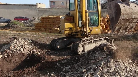 Excavator Working on Construction Site. Stock Footage 75039551