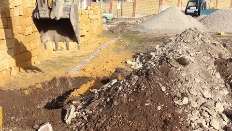 Excavator Working on Construction Site. Stock Footage 75039554