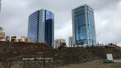 The excavator is working on a construction site Stock Footage 127197205
