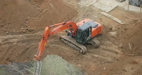 Excavator working on construction site. Stock Footage 166904292