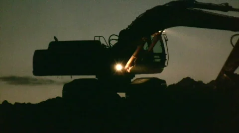 Excavator working at night Stock Footage 279262
