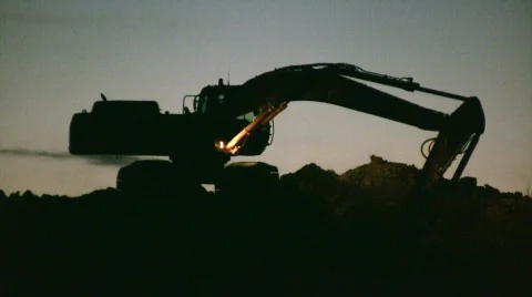 Excavator working at night Vidéo 279349