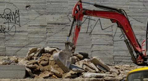 The excavator working Stock Photos