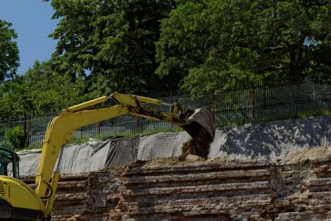 The excavator working Stock Photos