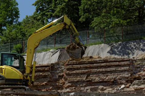 The excavator working Stock Photos