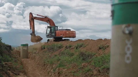 Excavator on a working platform Stock Footage 61586096