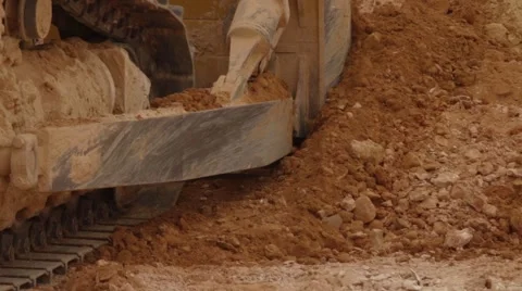 Excavator Working With Soil On Desert Video stock 63170524
