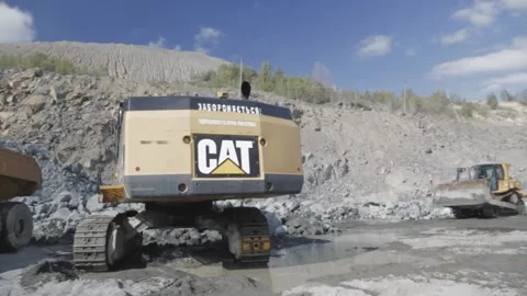 Excavator works Stock Footage 130668038