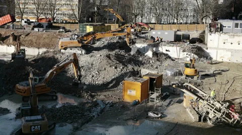 Excavators and construction machinery Stockbeeldmateriaal 34442714
