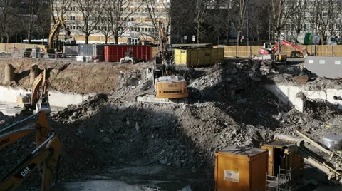 Excavators and construction machinery Видео 34443533