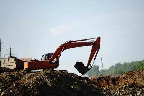 Excavators are working Stock Photos