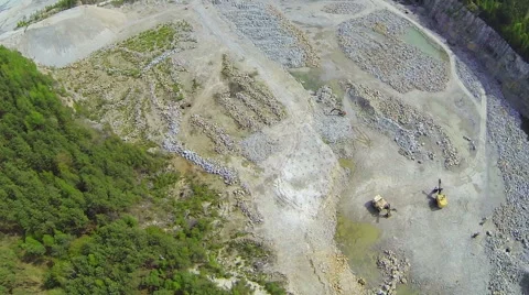 Excavators in  career. View from above. The camera down. Rotation Stock-Footage 49823623