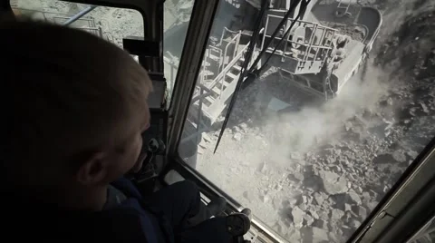 Excavator`s driver and view from windows Stock Footage 51450570