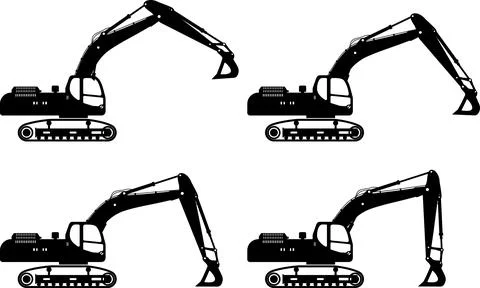 Excavators. Heavy construction machines. Vector illustration Stock Illustration