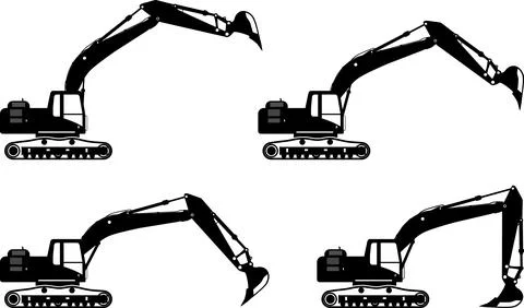 Excavators. Heavy construction machines. Vector illustration Illustrazione stock