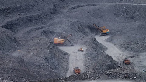Excavators in a quarry Stock Footage 218938700