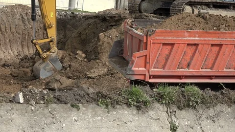 Excavators At Work Stock Footage 86984823