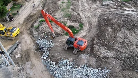 Excavators Working on Construction Site Video stock 311986356