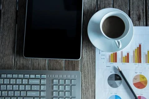 Excel graph with Spreadsheet Document showing Information Financial Startup.. Stock Photos