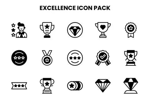 Excellence DuoTone Set Icons Pack Stock Illustration