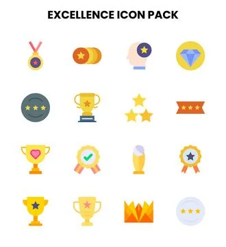 Excellence Flat Design Icons Pack Stock Illustration