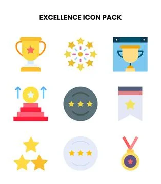 Excellence Flat Vector Icons Pack Stock Illustration