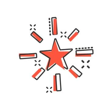 Excellence icon in comic style. Star ribbon vector cartoon illustration on wh Stock Illustration