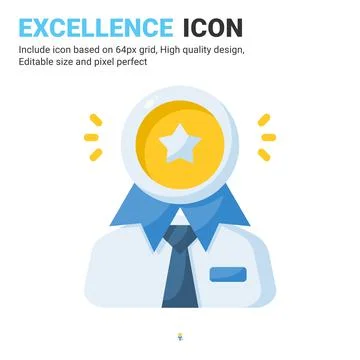 Excellence icon vector with flat color style isolated on white background Illustrazione stock