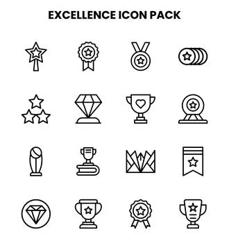 Excellence Line Vector Icons Pack Stock Illustration