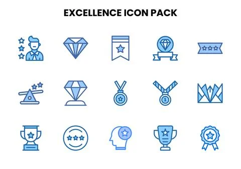 Excellence Two Colour Design Icons Pack Stock Illustration