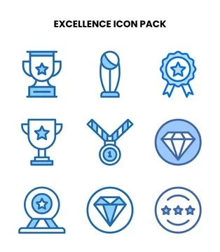 Excellence Two Colour Set Icons Pack Stock Illustration