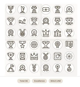 Excellence Vector Icon Toolkit featuring 36 Display Perfect 128x128 Bold Li.. Stock Illustration