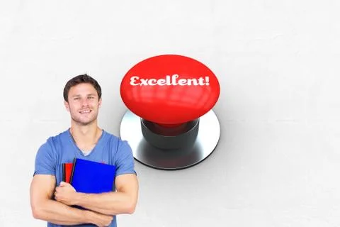 Excellent! against digitally generated red push button Stock Photos