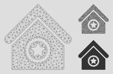 Excellent Building Vector Mesh 2D Model and Triangle Mosaic Icon Ilustración de archivo
