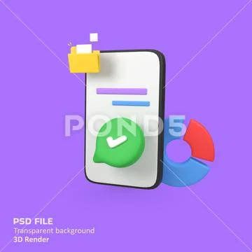 Excellent business graph on mobile isolated 3d render icon illustration PSD Template