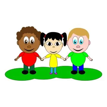 An excellent coupling of friendship of children of different nationalities Stock Illustration