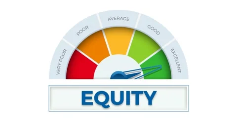Excellent equity on meter. Speedometer which measures the level of equity. An Stock Footage 168101750